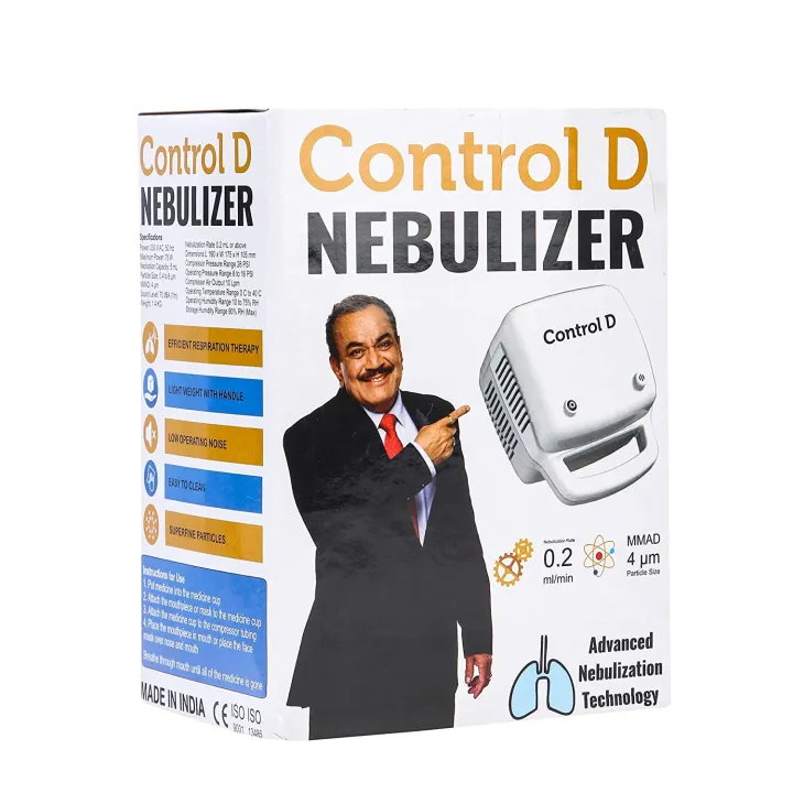 Control D White Piston Compressor Nebulizer With Child & Adult Masks Portable Nebulizer