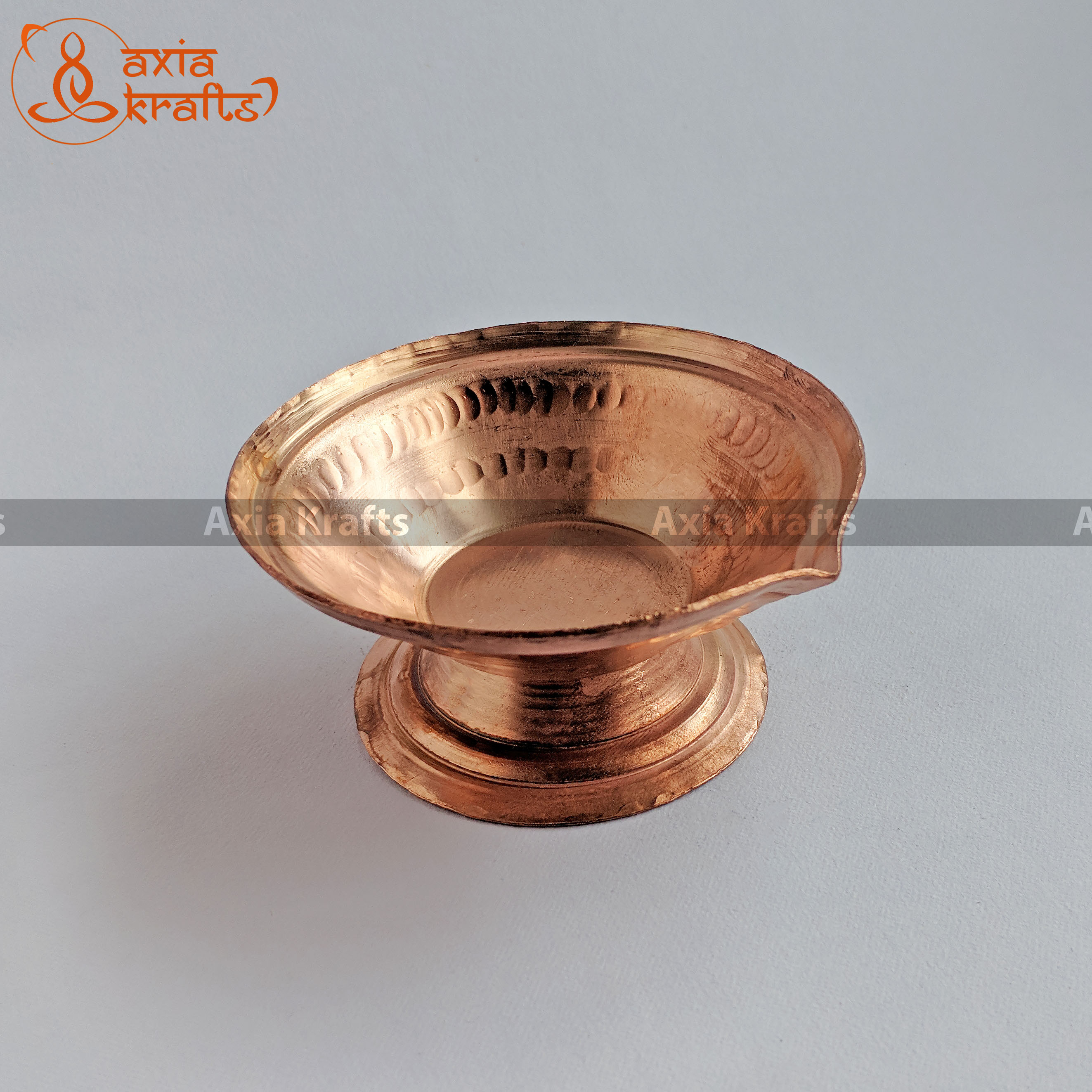Axia Krafts Copper Diyo with stand 8.8cms Diameter 120 Gms | Tama Diyo
