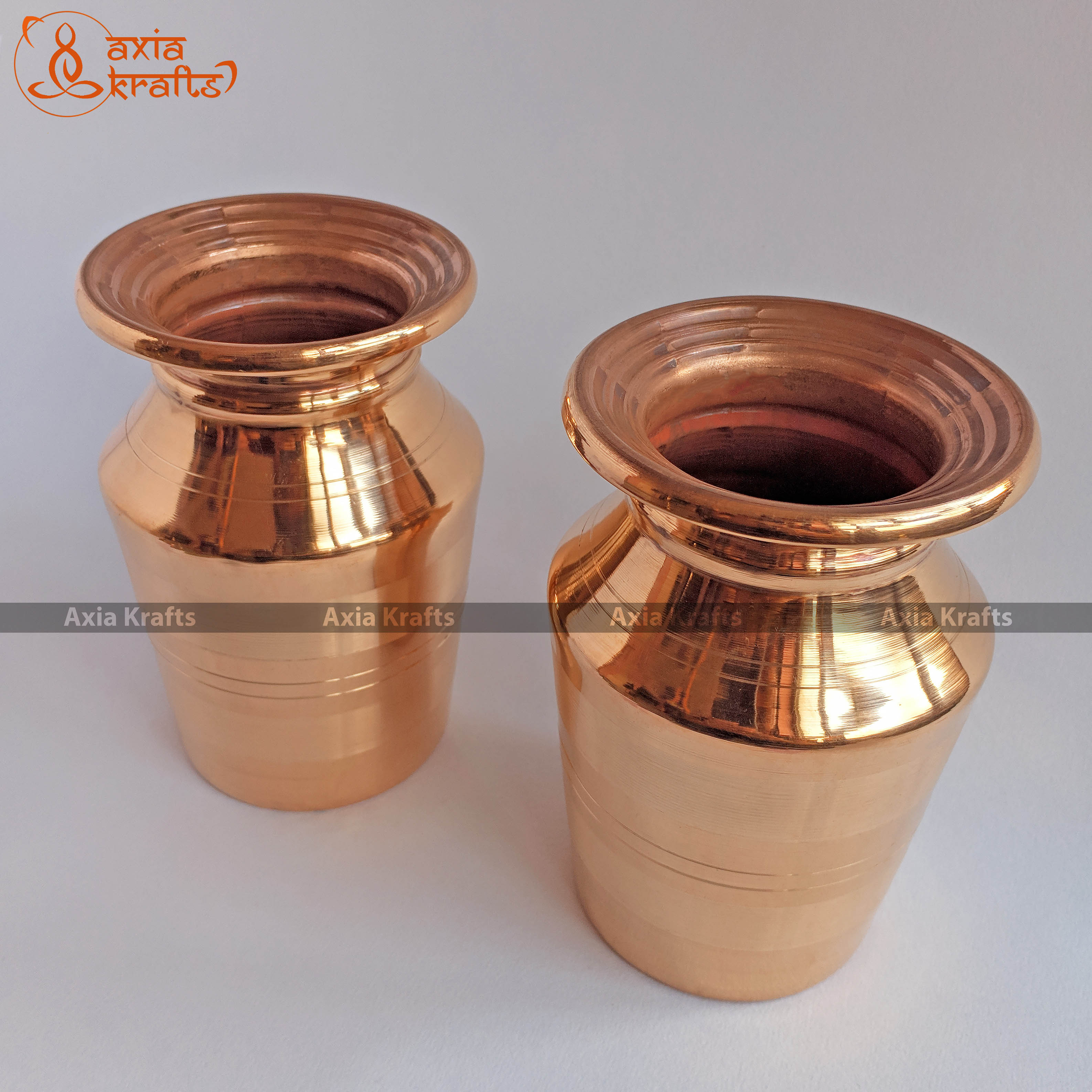 Axia Krafts Copper Ghalcha Set 5" | Tama Ghalcha Set | Puja Ghalcha | Puja Kalash Jodi | Decorative items | Doorside Decor | Gift 