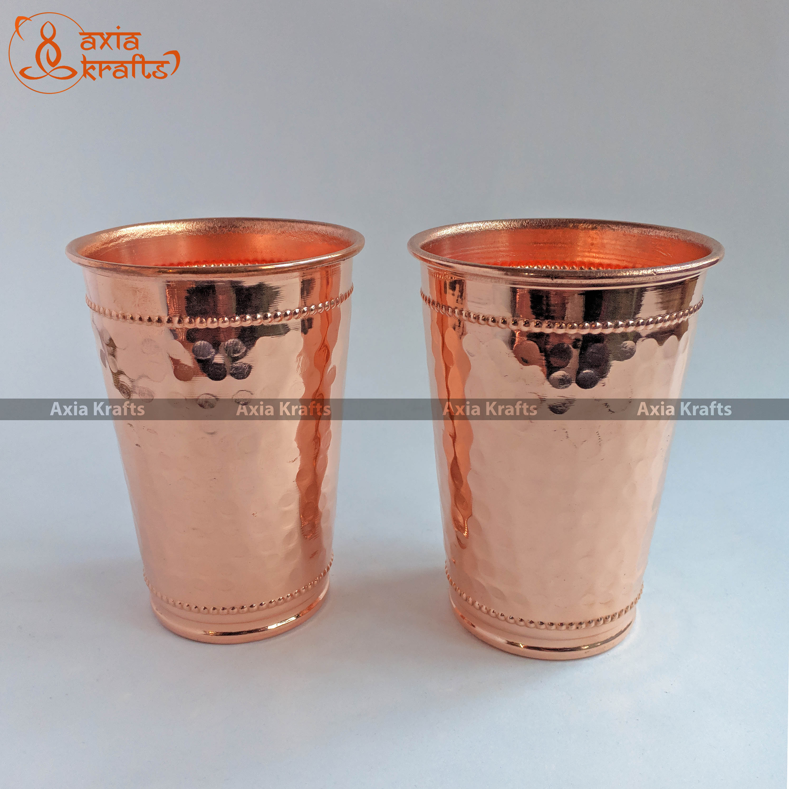 Axia Krafts Copper Hammered Glass Set 390 ml Copper Glass Tama Glass Copper Glass Set