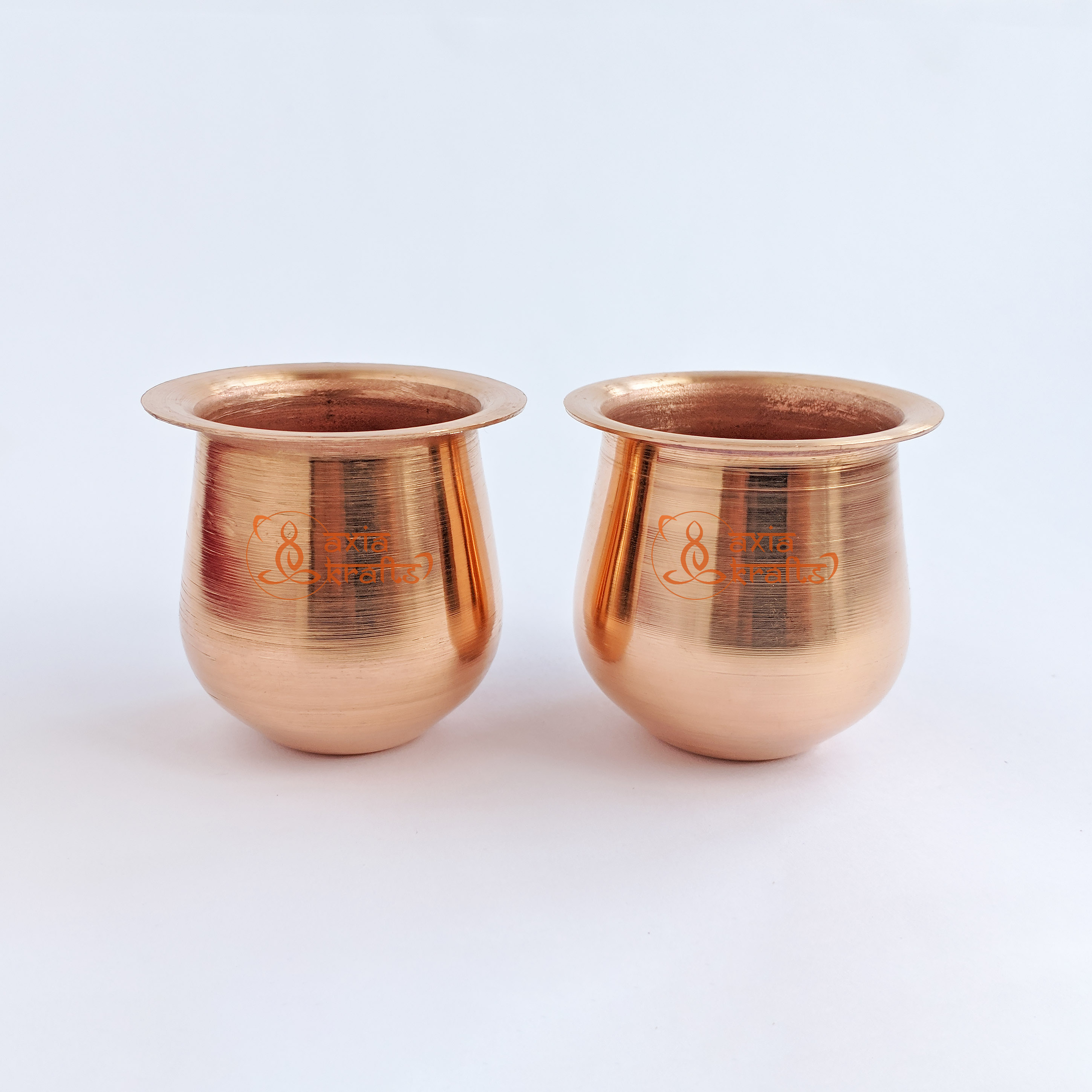 Axia Krafts Copper Loti Set 4.5cms | Amkhora Set | Tama Kalash