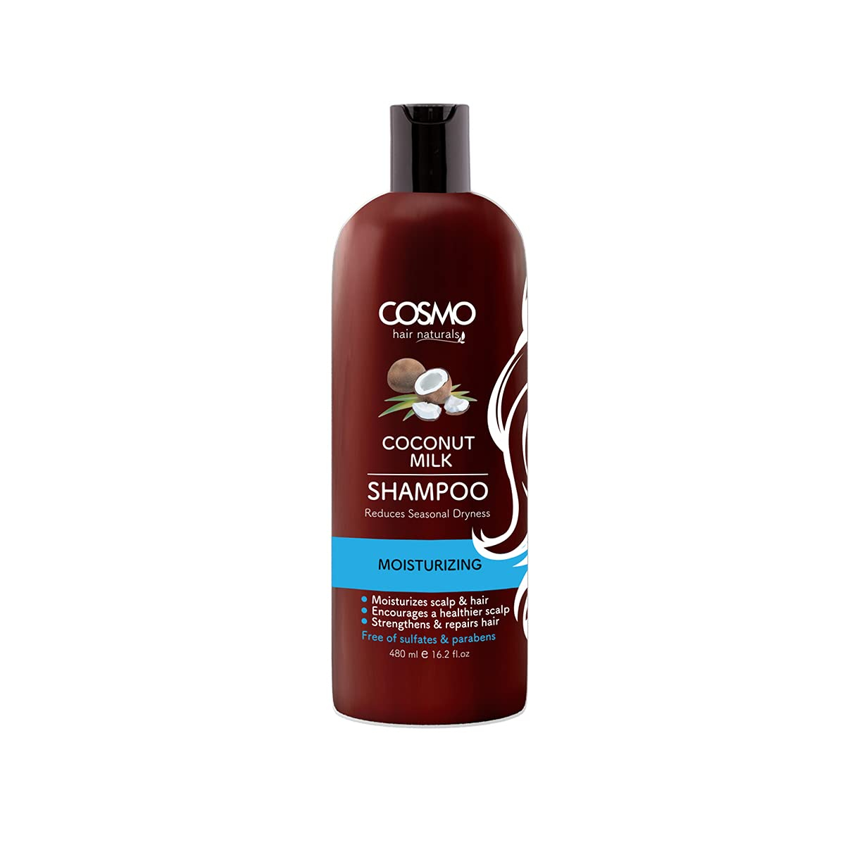 Cosmo Hair Naturals Coconut Milk Shampoo ( Paraben and Sulfates free) Reduce Seasonal Dryness, Hair Moisturizing Shampoo -480ml