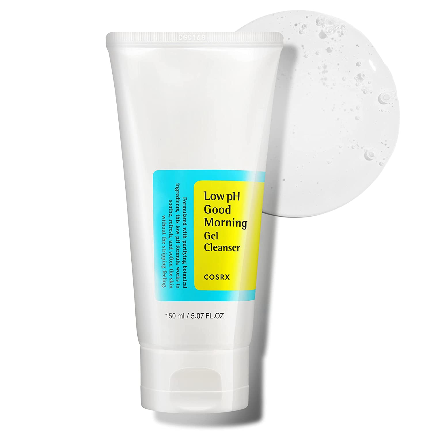 COSRX Low pH Good Morning Gel Cleanser, 5.07 fl.oz / 150ml, Daily Mild Face Cleanser for Sensitive Skin with BHA and Tea-Tree Oil, PH Balancing, Anti Breakouts, No Parabens, No Sulfates, Korean Skincare