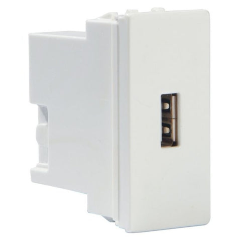 Crabtree Athena 1 M Chalk White USB Data Socket, ACAGPXW001