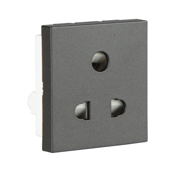 Crabtree Athena 6A 3 Pin Shuttered Socket with ISI marking Misty Grey