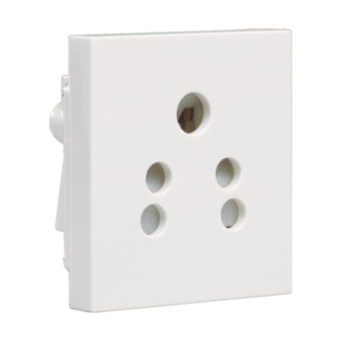 Crabtree Athena 6A 5 Pin Chalk White Shuttered Socket, ACAKPXW065