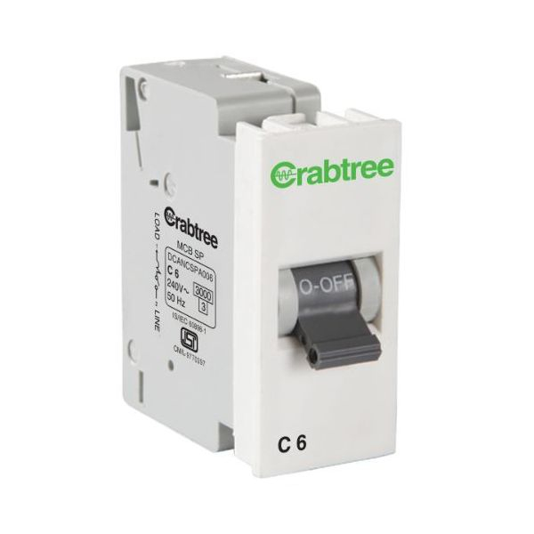 Crabtree Athena Mini MCB 6A 1P C-Curve, DCNNCSPA00600MR