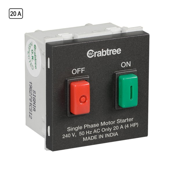 Crabtree Athena 20A Motor starter Misty Grey MCB-Acasmxg201