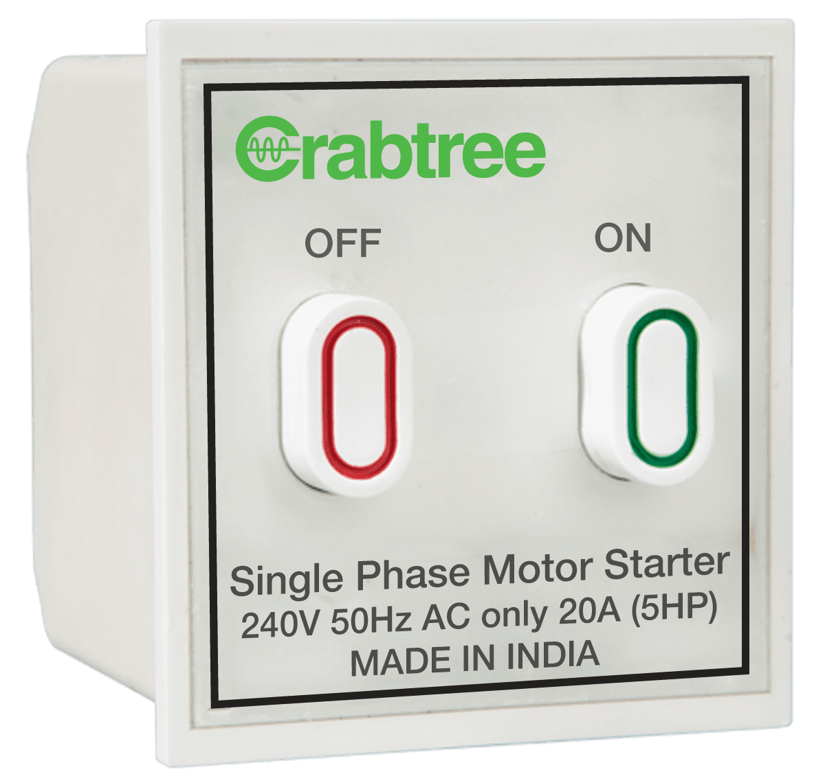 Crabtree Athena 20A Chalk White Motor Starter Switch, ACASMXW201