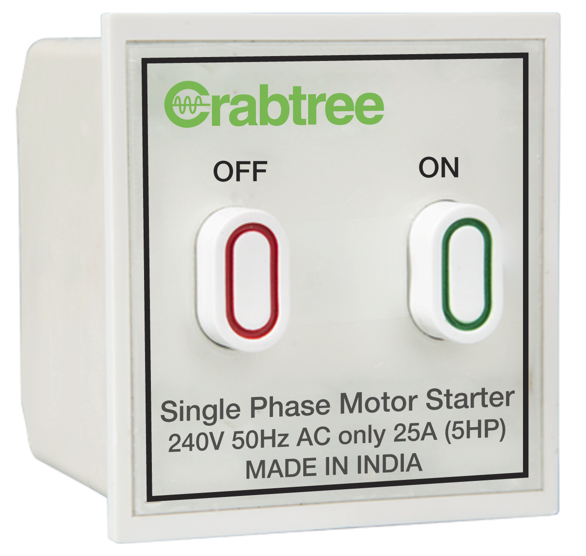 Crabtree Athena 25A Chalk White Motor Starter Switch, ACASMXW251