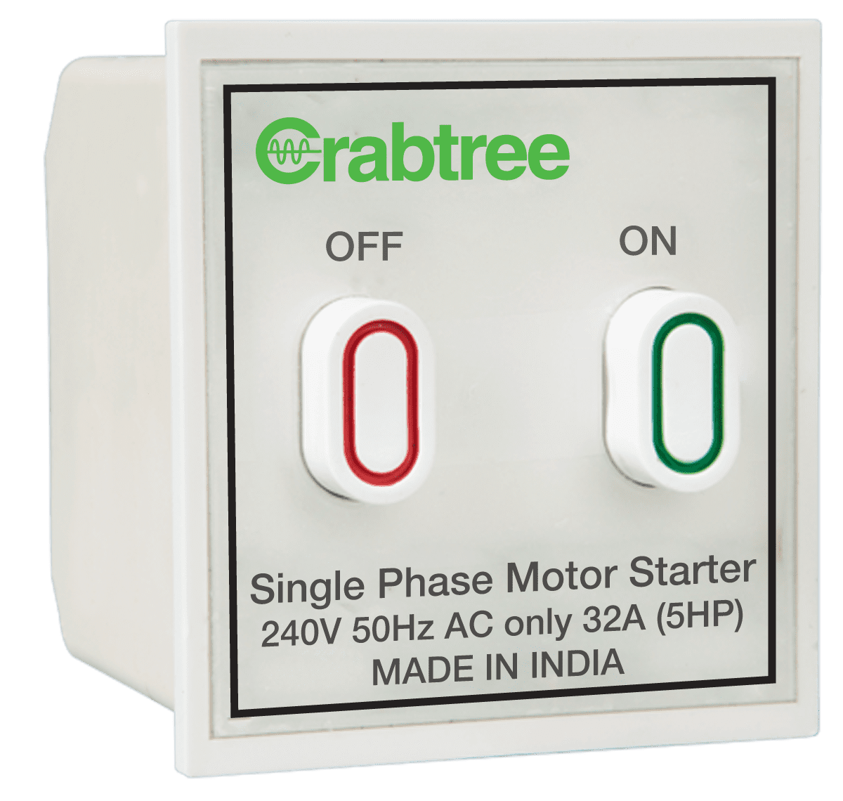 Crabtree Athena 32A Chalk White Motor Starter Switch, ACASMXW321