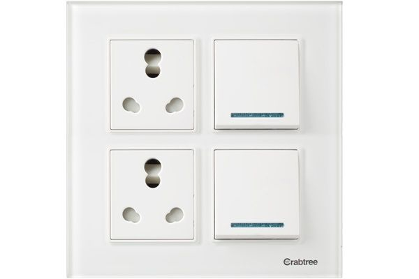 Crabtree Murano 8 Module S Pearl White Pc Modular Combined Plate, Acmplcws08