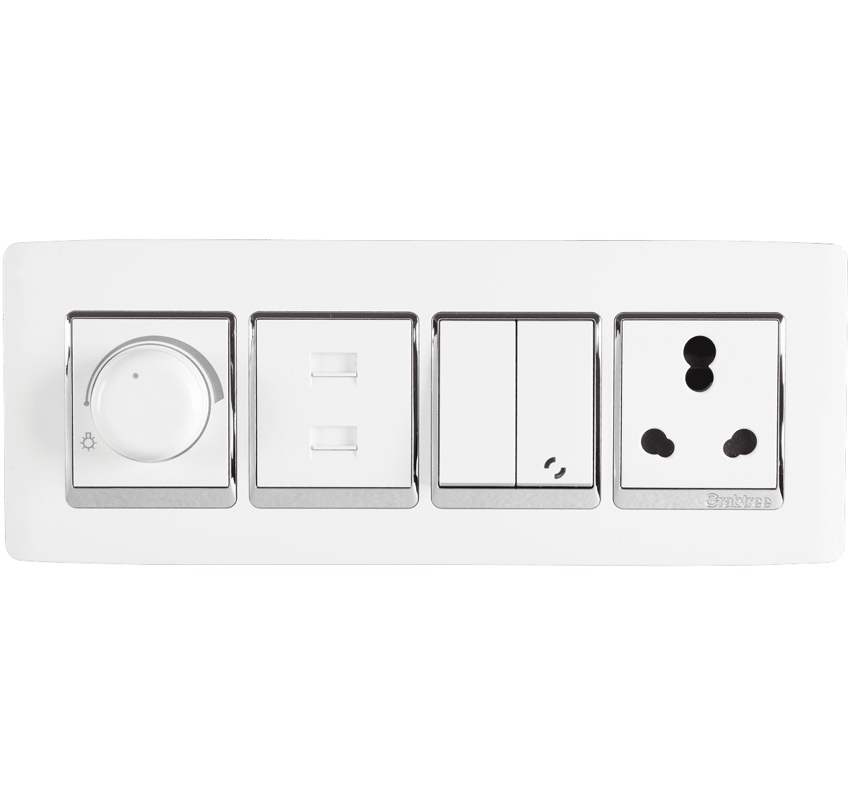 Crabtree Murano 8 Module Ducor White PC Modular Combined Plate, ACUPLCWH08