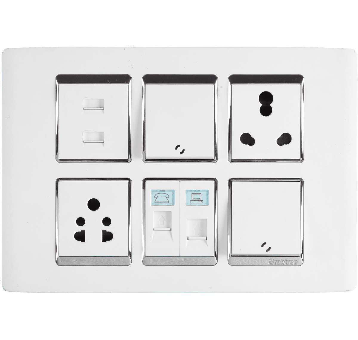 Crabtree Murano 12 Module Ducor White PC Modular Combined Plate, ACUPLCWV12
