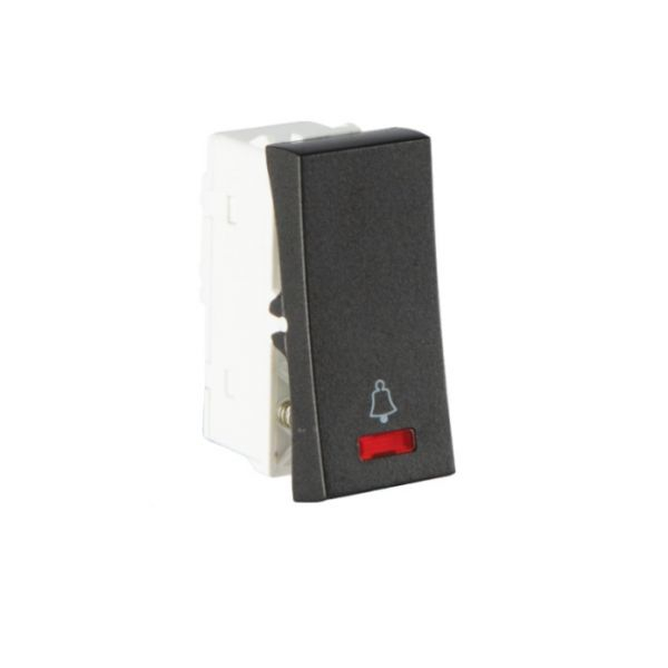 Crabtree Murano 10 A Bell Push Super Soft Grey Switch With Indicator, ACUSBIB101