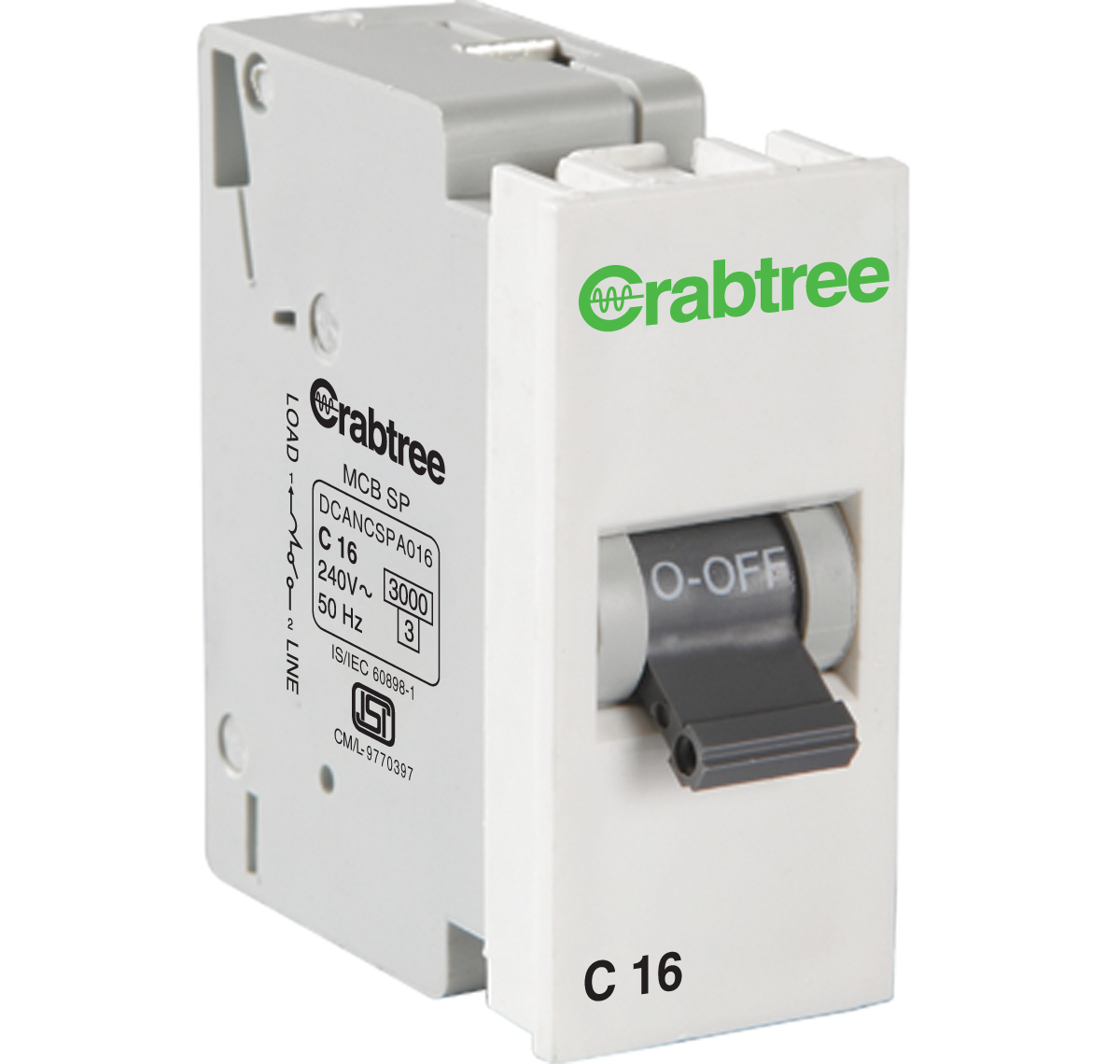 Crabtree Athena 16 A 1P Mini MCB'C, DCANCSPA016