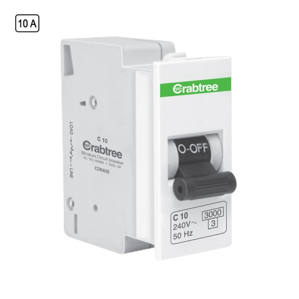 Crabtree Thames Mini MCB 10A 1P C-Curve, DCTNCSPA010