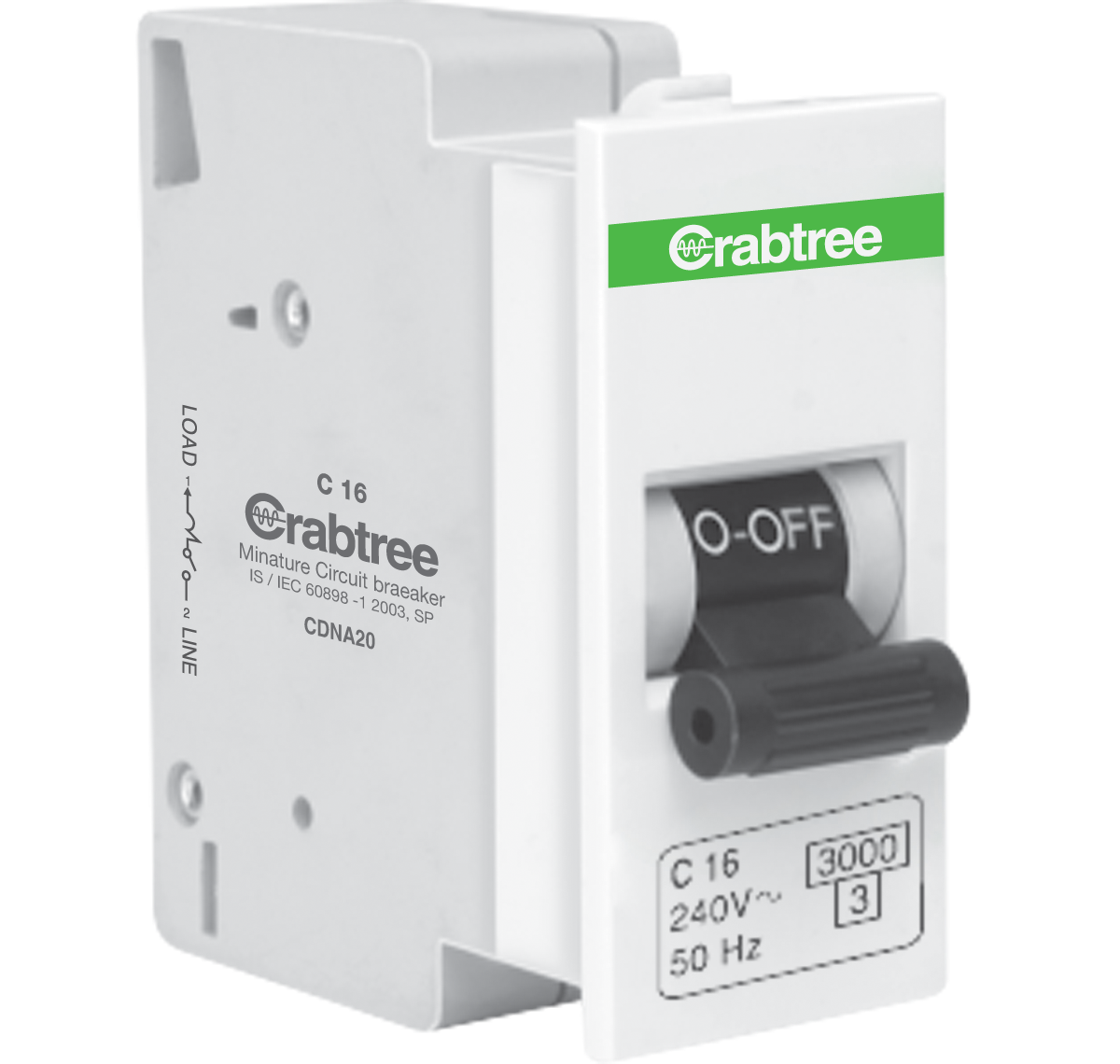 Crabtree Thames Mini MCB 16A 1P C-Curve, DCTNCSPA016