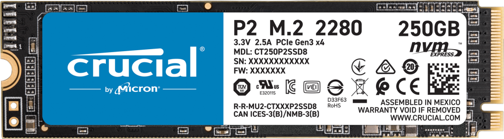 Crucial P2 250 GB  PCIe M.2 2280 SSD CT250P2SSD8