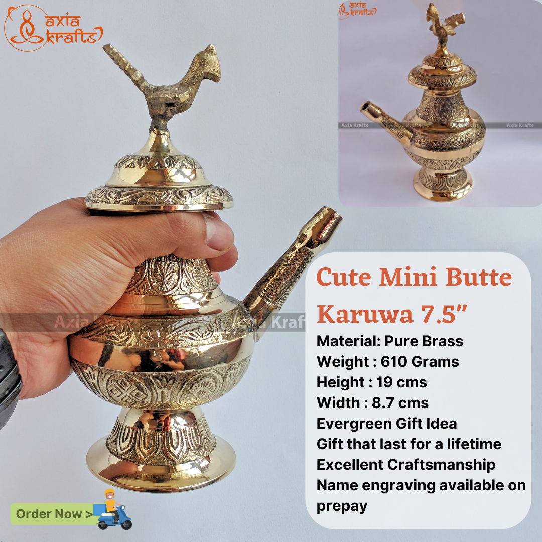 Axia Krafts Cute Brass Butte Karuwa 7.5 inches Dhalod Karuwa Pital