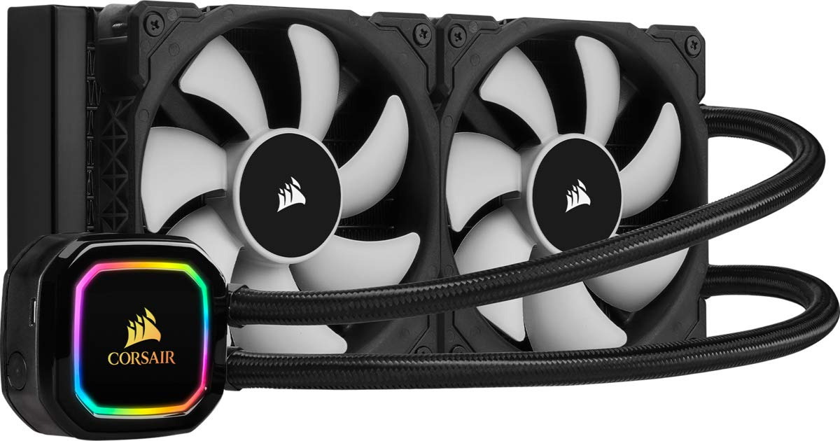 Corsair iCUE H100i RGB Pro XT, 240mm Radiator, Dual 120mm PWM Fans, Software Control, Liquid CPU Cooler, RGB Pump (CW-9060043-WW)