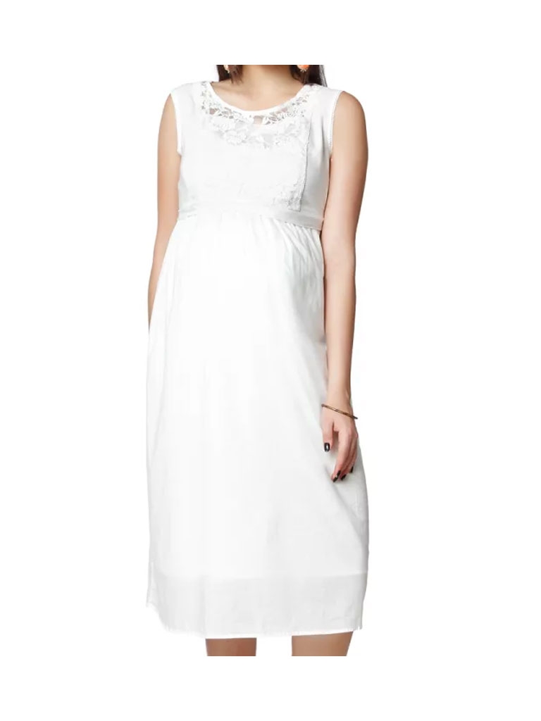 Nine Maternity Nursing Dress In White 5382