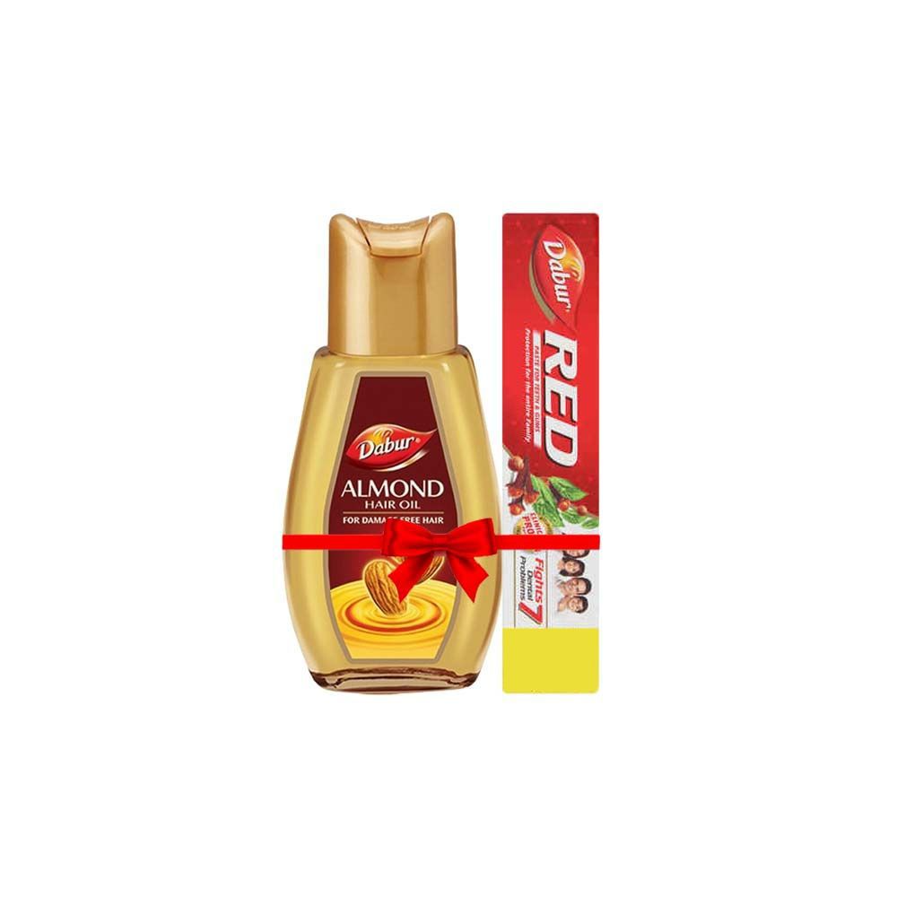 Dabur Almond Hair Oil, 50ml with Free Dabur Red Paste, 18g