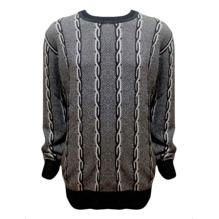 Grey/black Knitted Sweater For Men