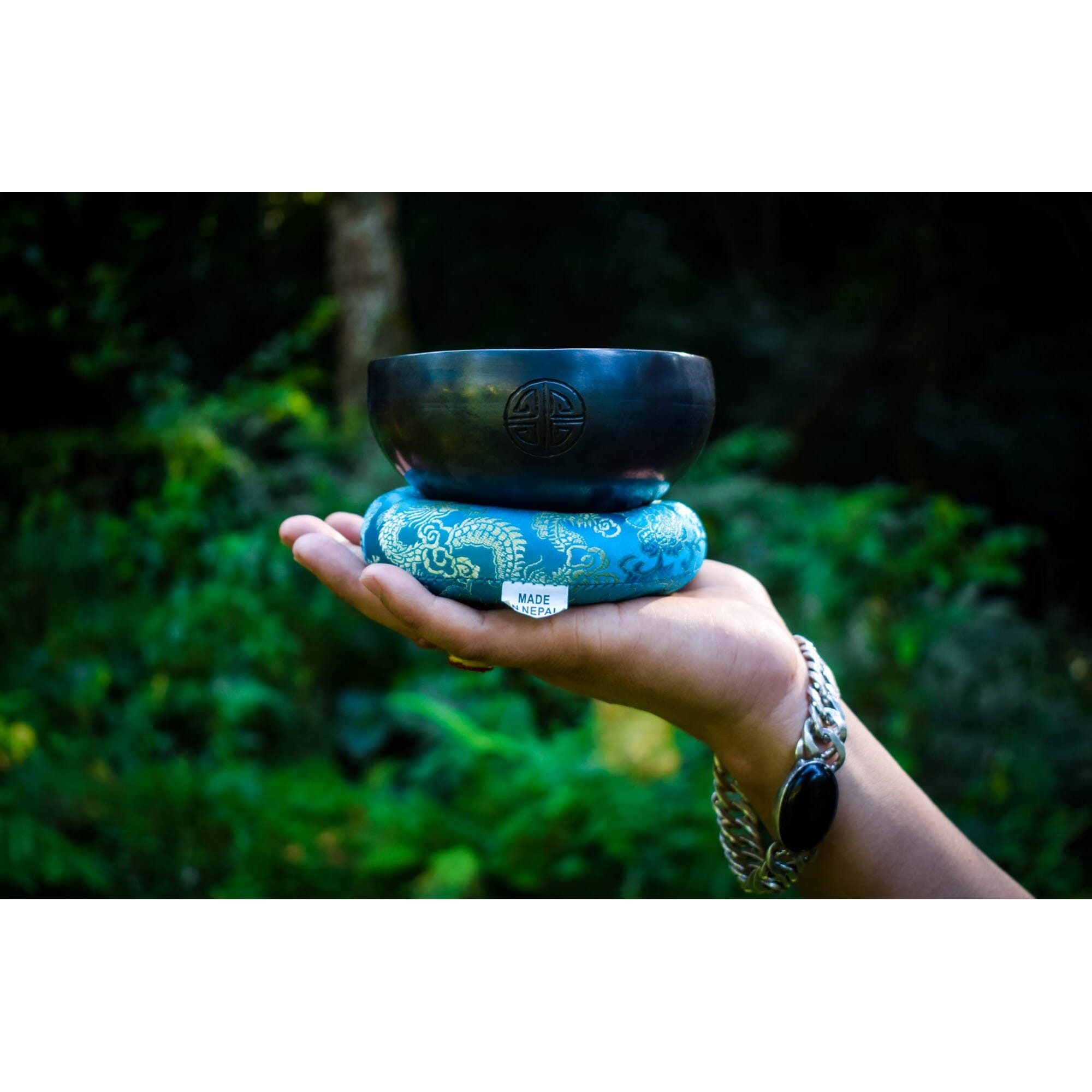 Seven Chakra Handicraft - Dark Brown Full Moon Design Handmade Singing Bowl-5"