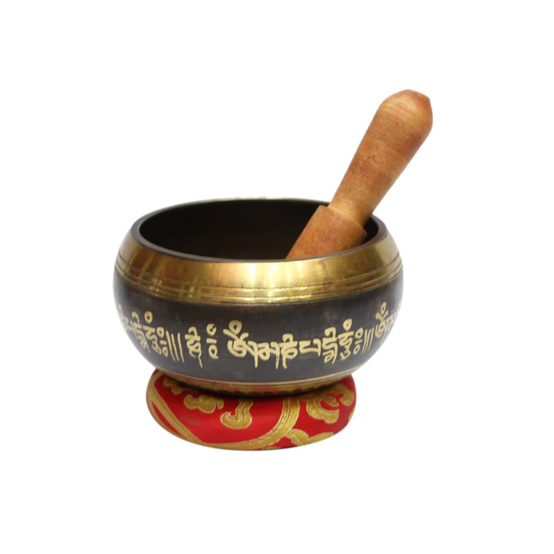Seven Chakra Handicraft - Dark Brown Buddhaeye/om Design Singing Bowl - 3 Inch