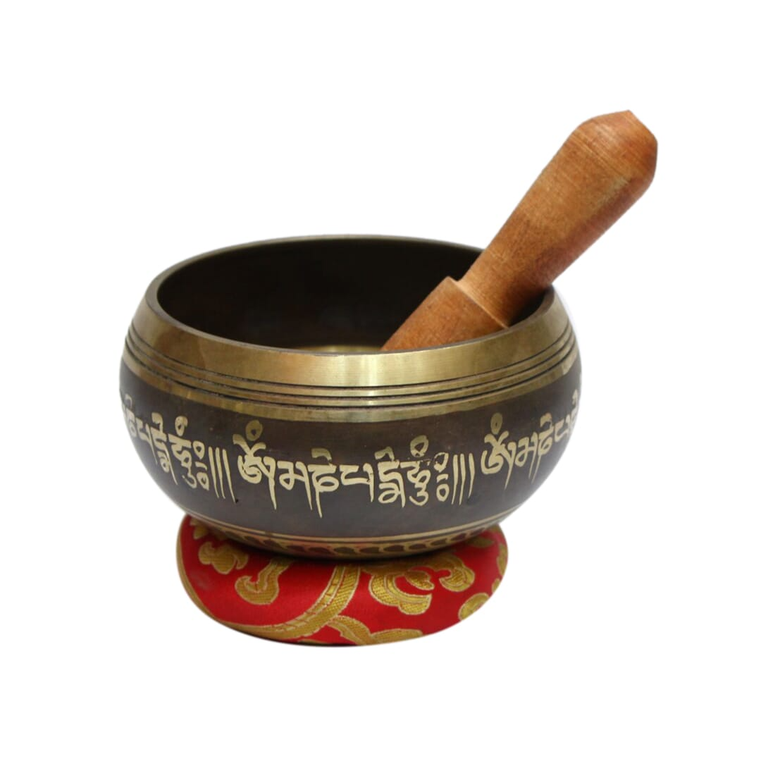 Seven Chakra Handicraft - Dark Brown Buddhaeye/bajra Design Singing Bowl-3 Inch