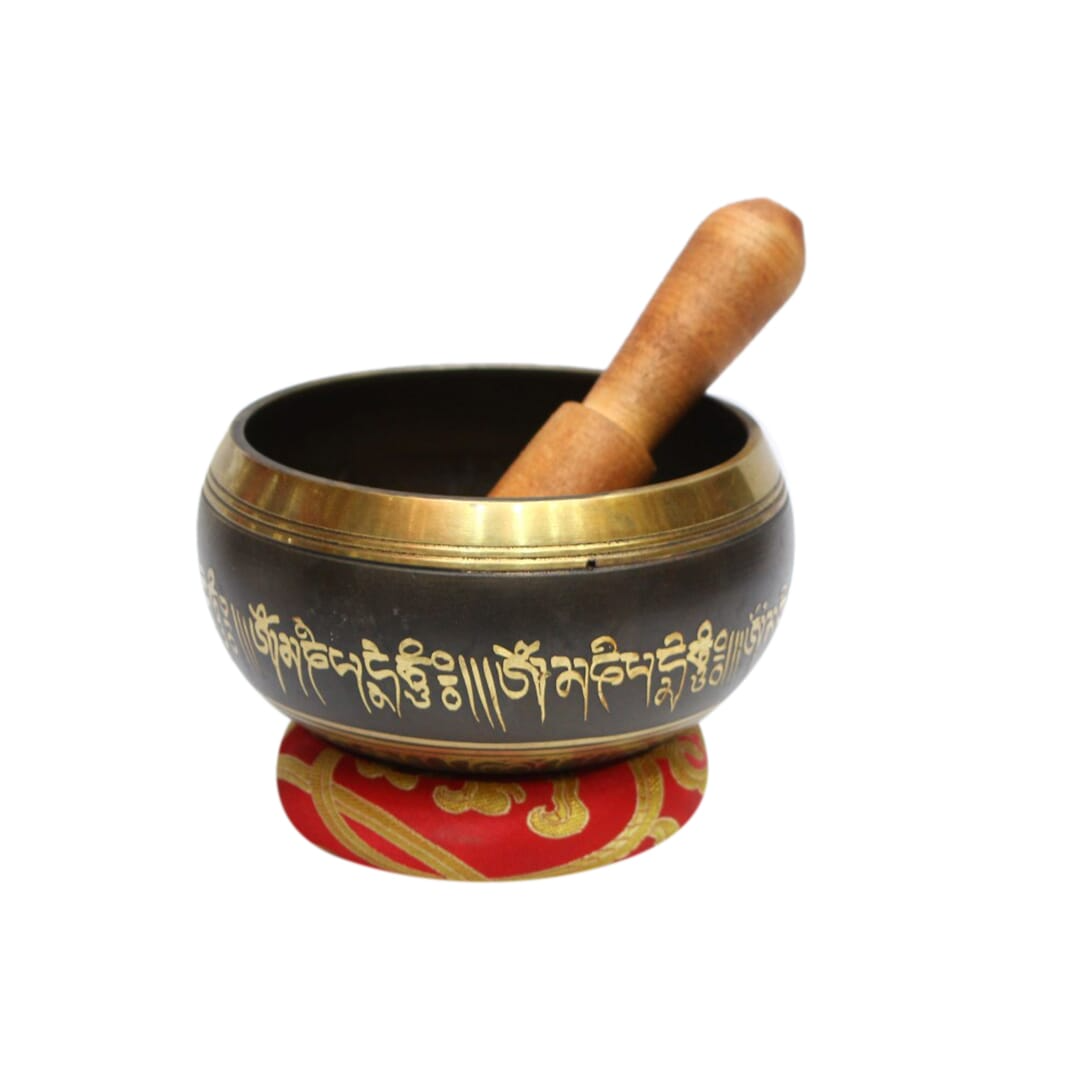 Seven Chakra Handicraft - Dark Brown Endless Mantra/om Design Singing Bowl-3 Inch