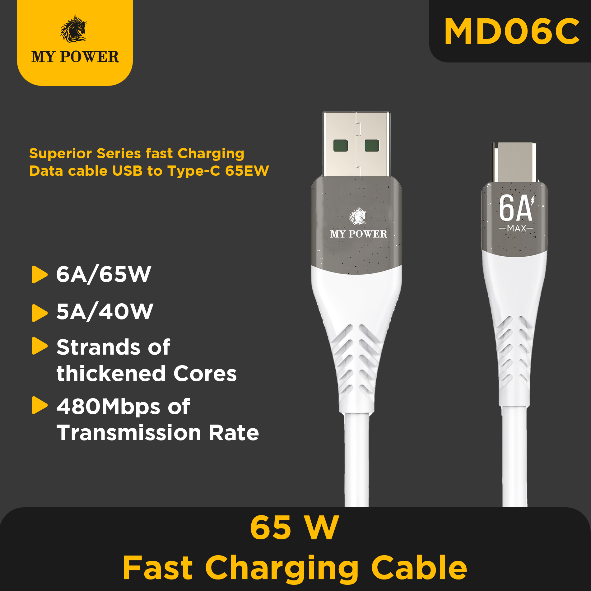 My Power 6A Type C Data Cable MD06 