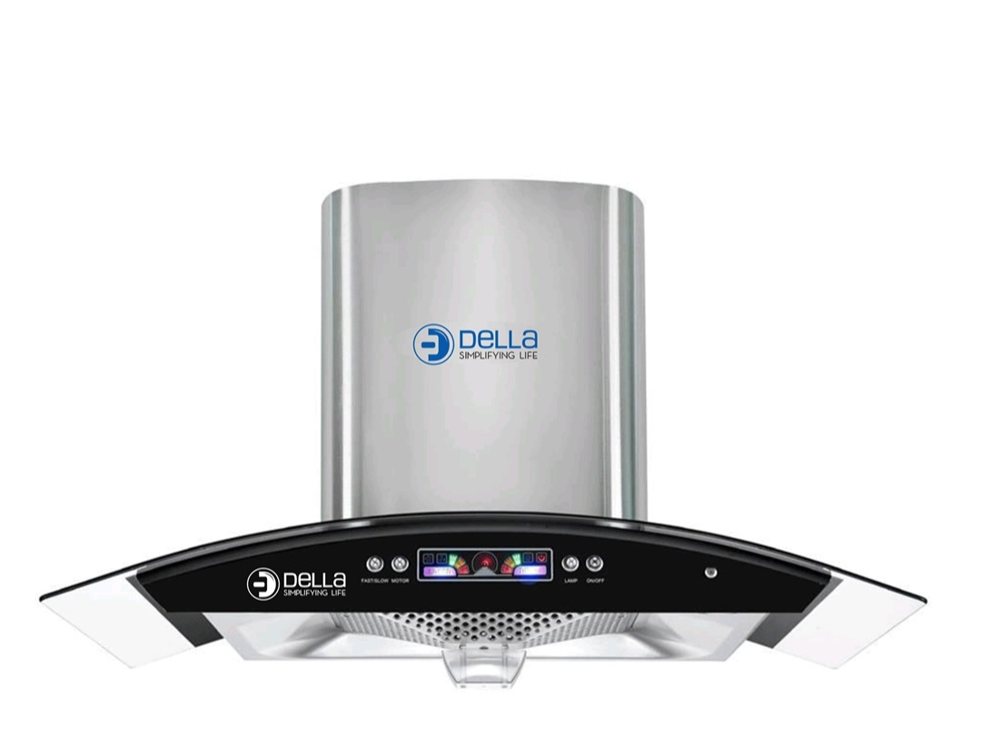 Sunflame NC8001 Della Chimney, 90cm Push Button, Oil Collector - Silver 