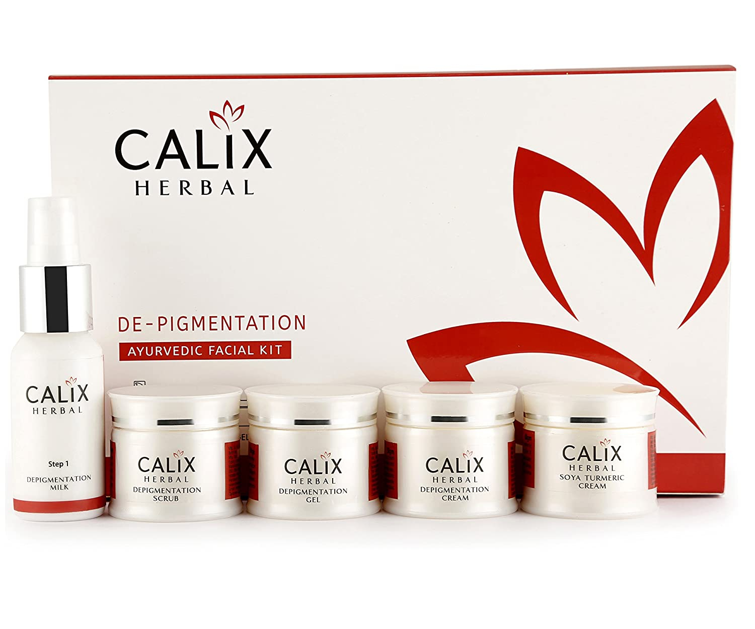 Calix Herbal De-Pigmentation Ayurvedic Facial Kit Skin Tone Balancing Boon Enriched with Saffron and Turmeric, 260 gm