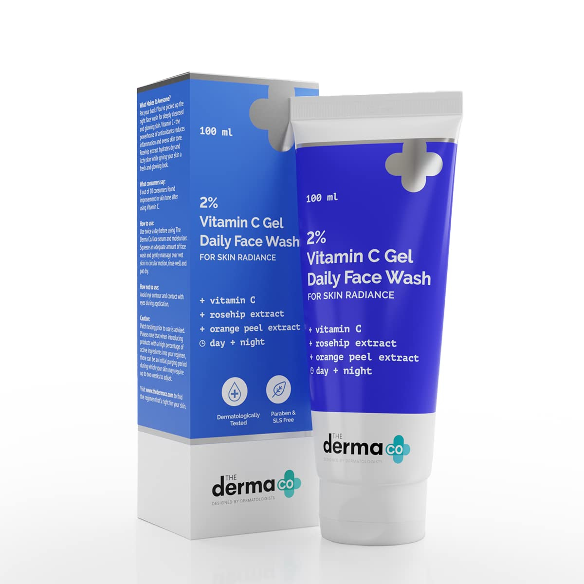 The Derma Co 2% Vitamin C Gel Daily Face Wash with Vitamin C & Rosehip for Skin Radiance – 100 ml
