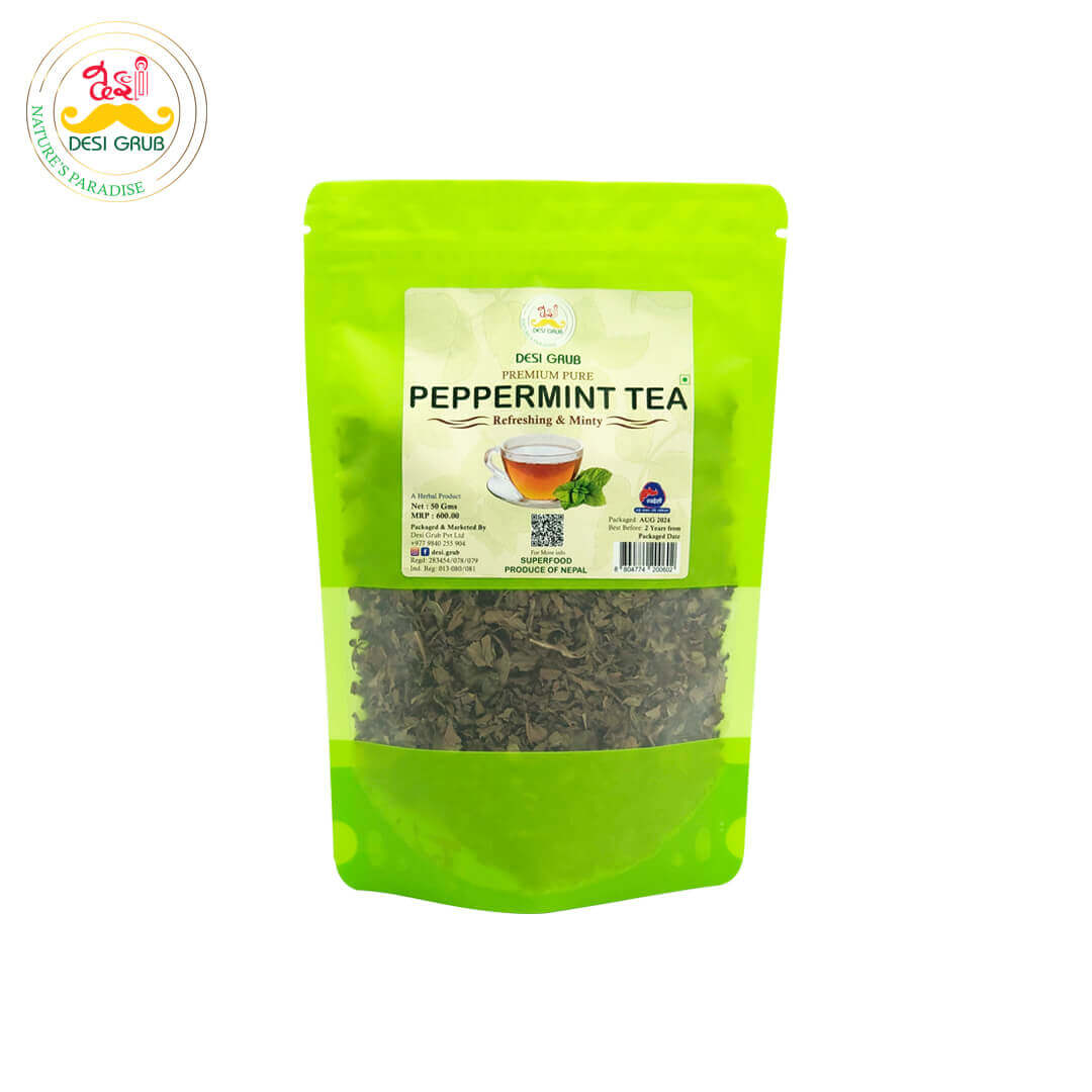 Desi Grub Premium Pure Peppermint Tea Refreshing and Minty Wellness Tea 50Gms