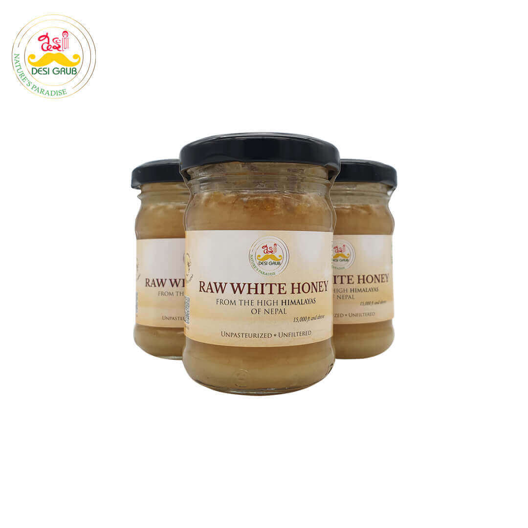 Desi Grub Raw White Honey 130gm | Unpasteurized Unfiltered High Himalayan Raw Honey