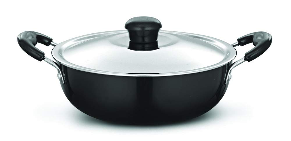 Devidayal Aluminum Kadhai 8 L, Black