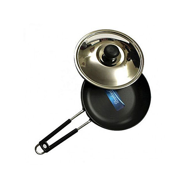DeviDayal Non-Stick Hard Anodized Induction Base Frying Pan Steel Lid 240mm