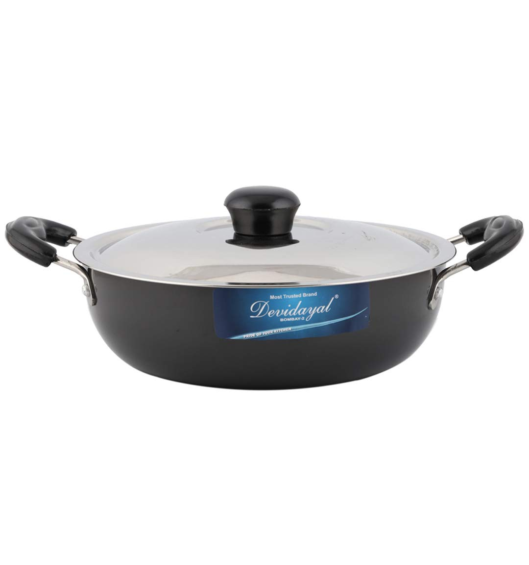 DeviDayal  Non-Stick Hard Anodized Deep Kadai With Lid-(2 Liter)