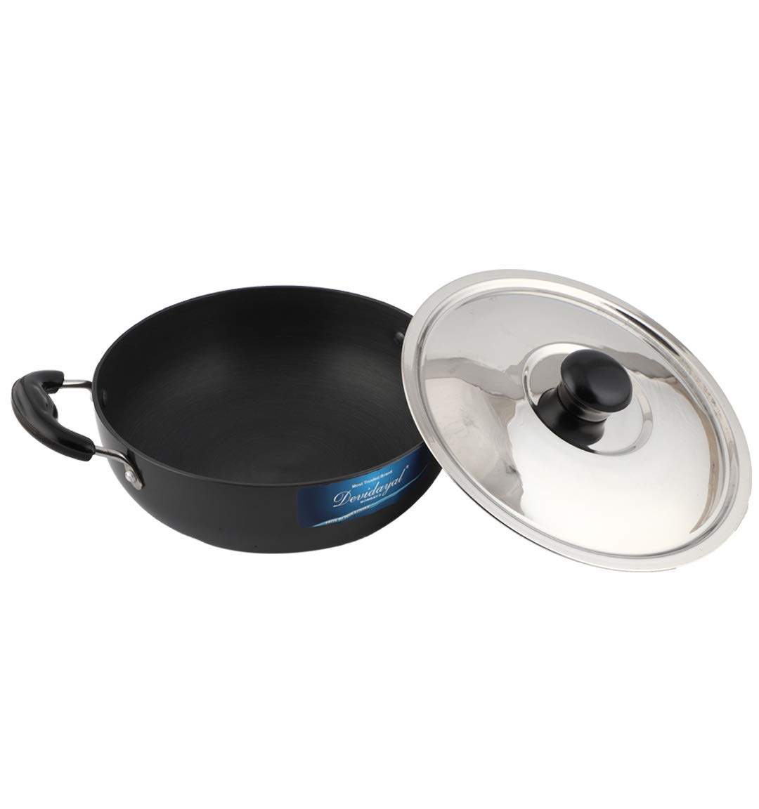 DeviDayal  Non-Stick Hard Anodized Deep Kadai With Lid-(4 Liter)