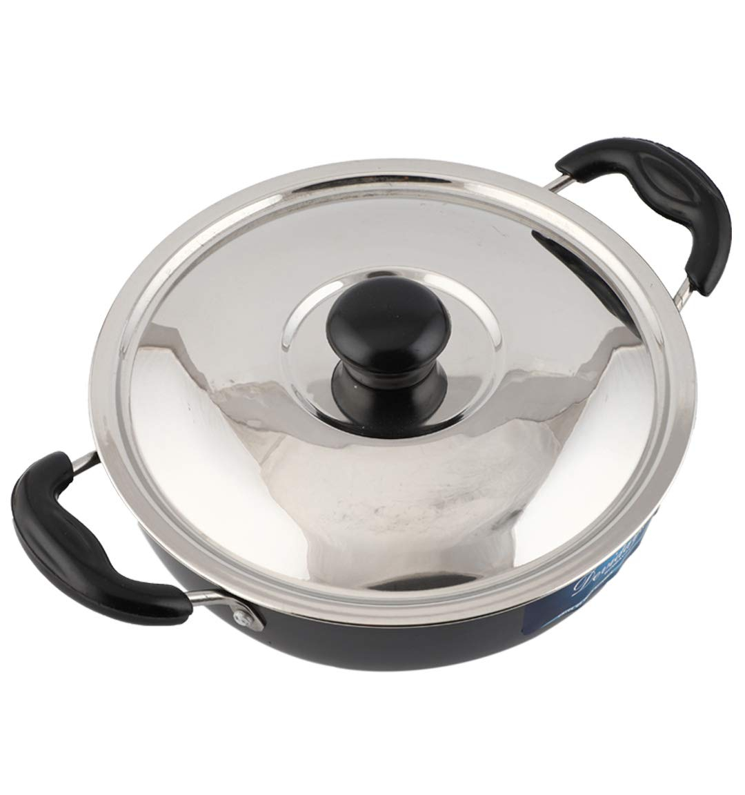 DeviDayal  Non-Stick Hard Anodized Deep Kadai With Lid-(3 Liter)