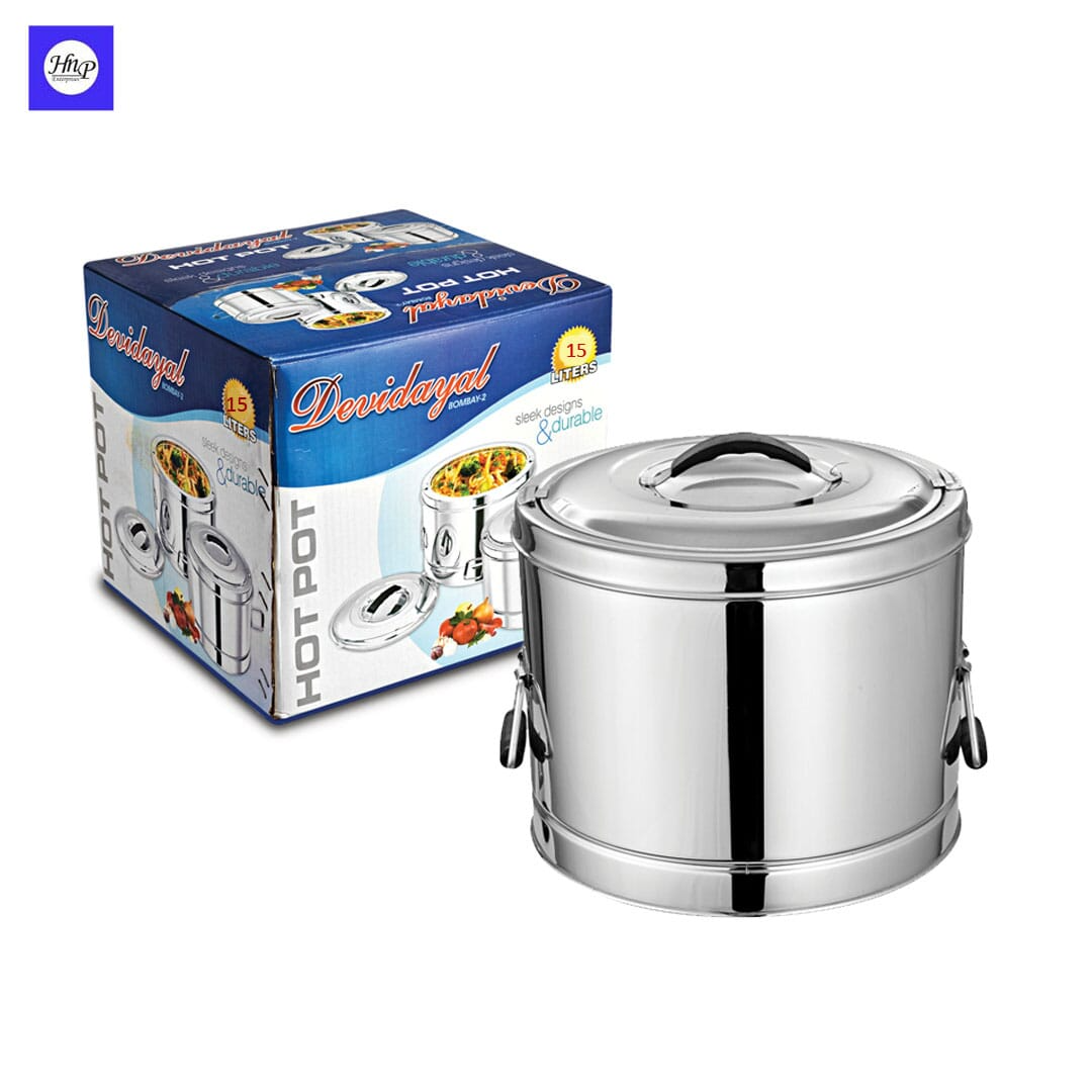 Devidayal Stainless Steel Heavy Gauge Insulated Hot Pot 15 Liter