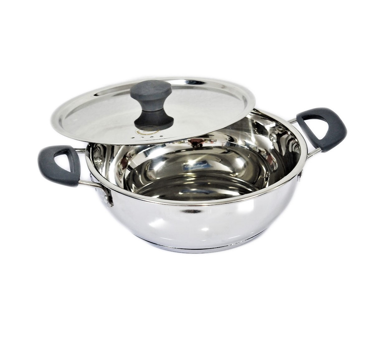 Devidayal Stainless Steel Silicon Handle kadhai 22cm 