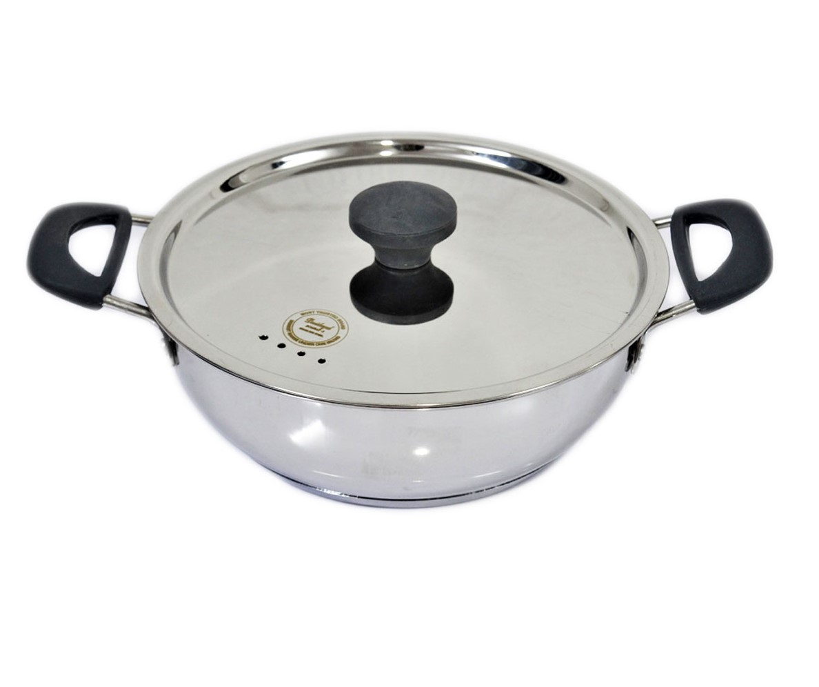 Devidayal Stainless Steel Silicon Handle kadhai 28cm