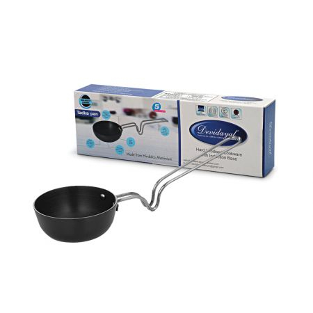 DeviDayal Non Stick Hard Anodized Tadka Pan With Steel Handle-(100 Mm)