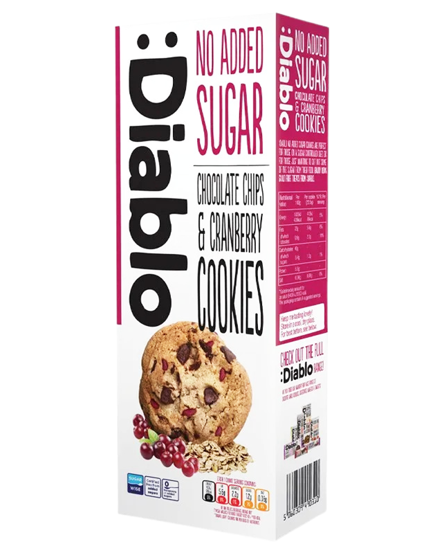 Diablo No Added Sugar Chocolate Chips & Cranberry Cookies 135G