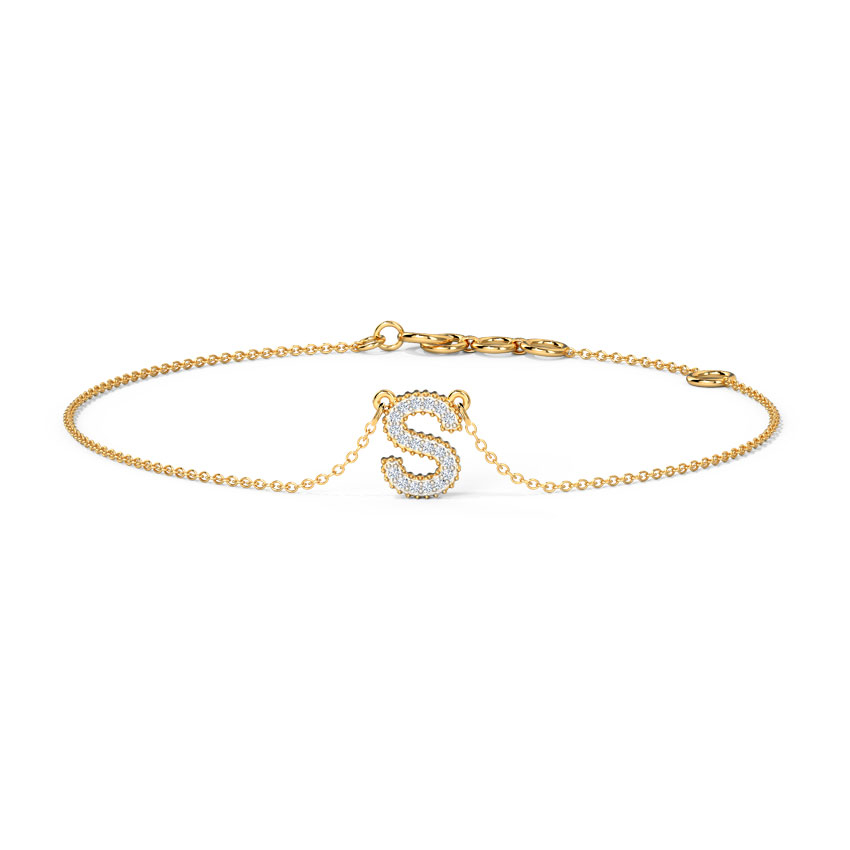 White Feathers Dazzle Alphabet S Diamond Bracelet For Women