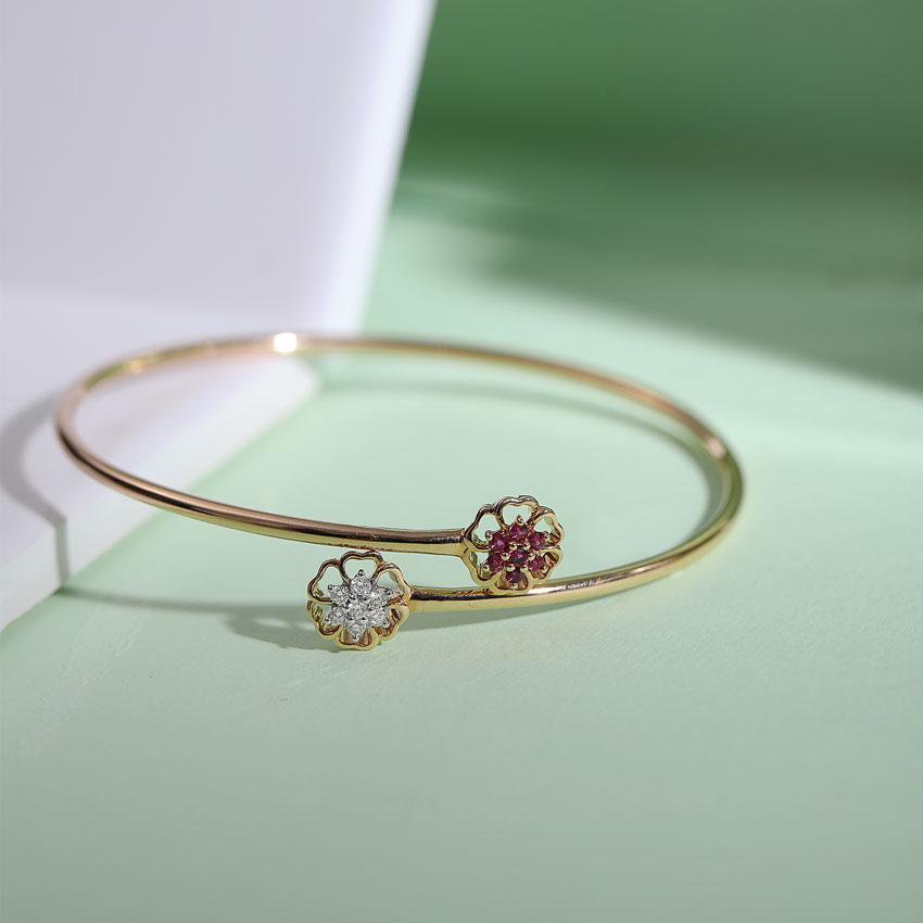 White Feathers Pansy Gemstone Diamond Bracelet For Women